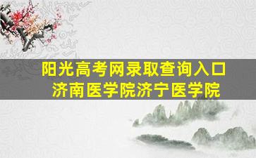 阳光高考网录取查询入口 济南医学院济宁医学院